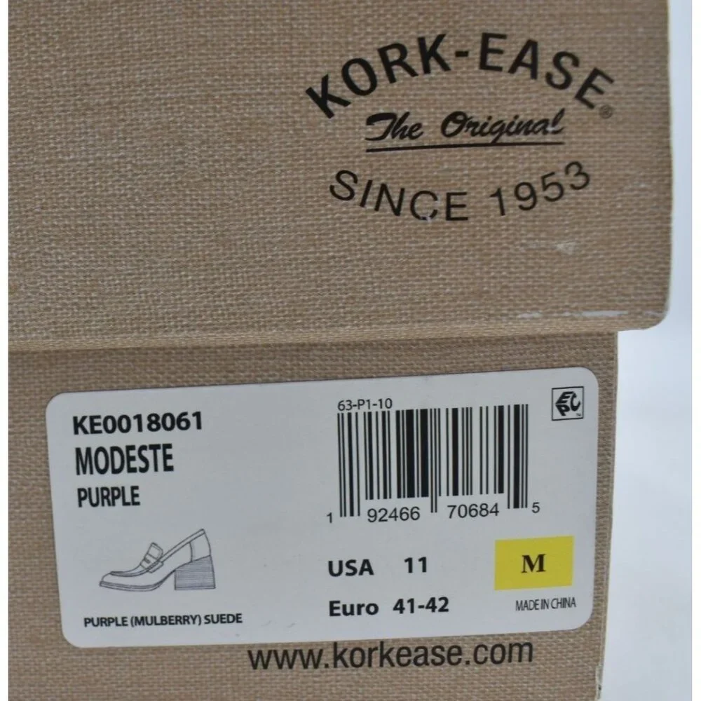 Kork-Ease Womens Size 11 Modeste Purple Suede‎ Block Heel Pump Loafers Shoes